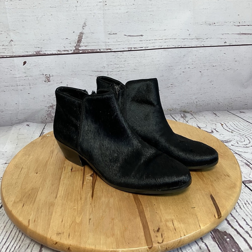Sam Edelman Boots Womens Size 6 Black Pony Hair Ankle Zip Booties